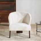 Fauteuil moderne avec dossier rond et pieds en bois, d'inspiration Mid-Century, pour salon