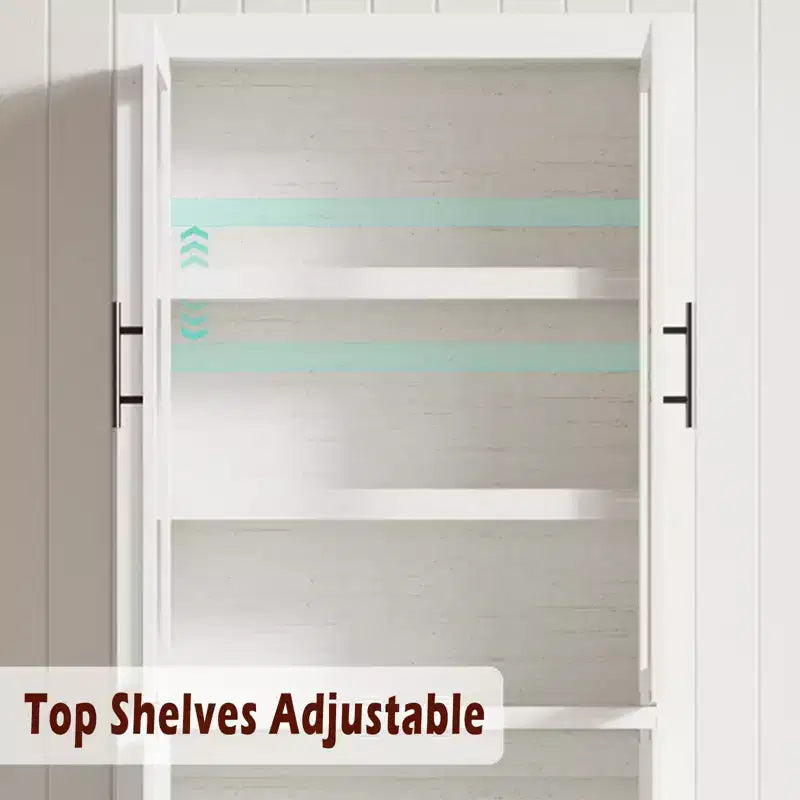 Grand garde-manger de cuisine en bois, armoire de rangement alimentaire autonome de style ferme avec 4 portes magnétiques, étagères réglables, grand rangement