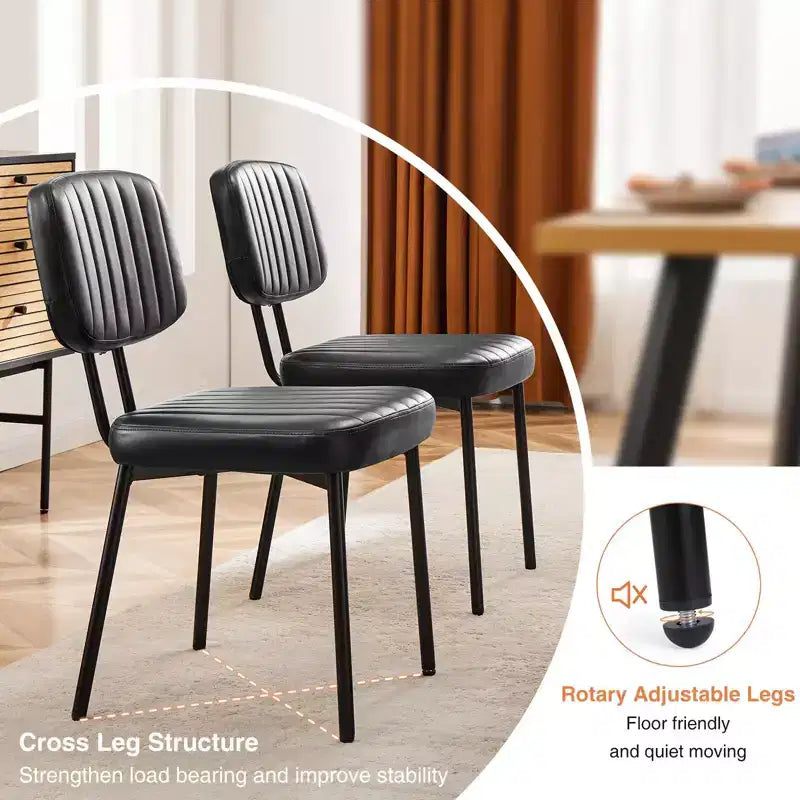 Okak Chaise de salle à manger capitonnée en similicuir avec cadre en métal, lot de 2 chaises d'appoint pour salle à manger, cuisine