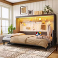 Lit escamotable Dalton en bois GDFStudio avec bureau intégré et station de charge USB
