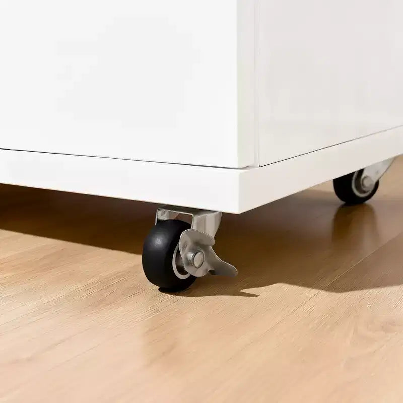 JVNOXK Meuble à cinq tiroirs de 76 cm avec 4 roulettes, meuble de rangement moderne avec poignées découpées, tiroirs à glissement fluide, blanc