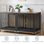 Meuble Cage pour Chien 70.86'' Grande Race Meuble TV avec Coussin & Deux Chambres (Sans Coussin)