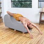 Fauteuil inclinable Avana pour l'étirement et la relaxation, pieds en bois d'hévéa, similicuir - Gris sous-marin