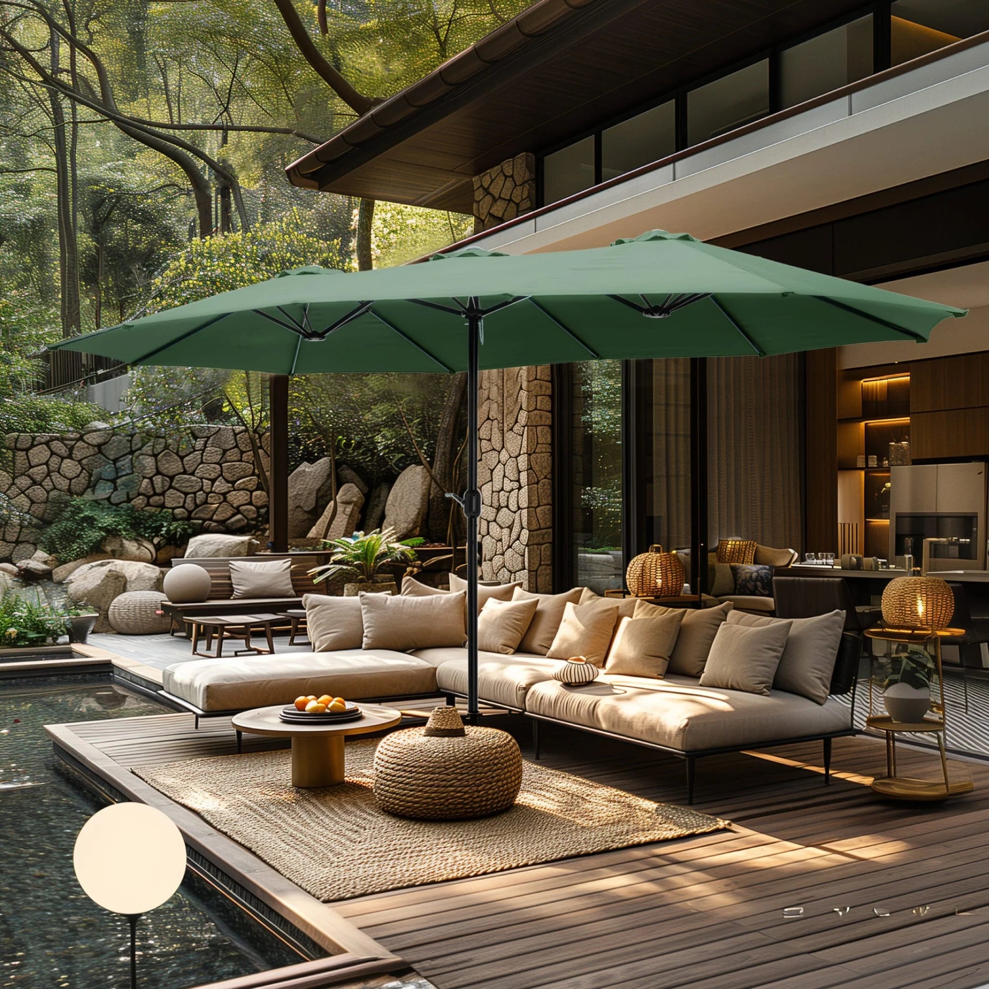 MAISON ARTS Grand Parasol Double Face de 4,5 m avec Base Incluse pour Patio