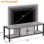 Meuble TV marron rustique de 65 pouces, meuble de style rustique avec rangement pour téléviseurs jusqu'à 75 pouces, idéal pour le salon