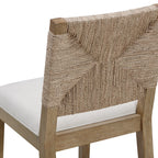 Tabouret de bar Beacon Bohemian Boucle, Chaise de comptoir rembourrée avec structure en bois massif et dossier en jonc de mer tressé