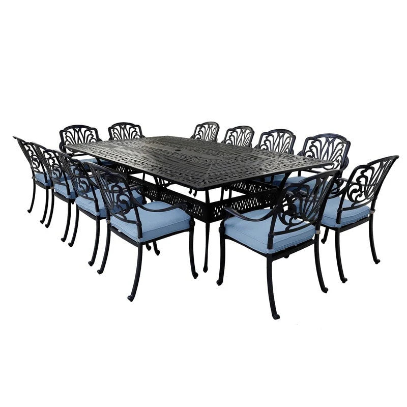 Ensemble de salle à manger Manasquan 13 pièces en aluminium couleur canon de fusil par Havenside Home