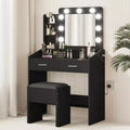 Coiffeuse de Maquillage avec Lumières, Bureau de Maquillage avec Miroir et Lumières, Grand Tiroir et Armoire de Rangement à Deux Étages, 3 Modes d'Éclairage