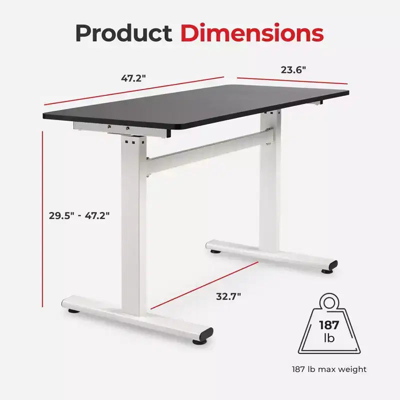 Bureau debout Sunny Health & Fitness Air-Drive avec levage pneumatique sans fil - Blanc