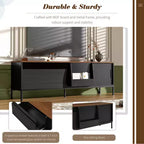Meuble TV moderne pour téléviseurs jusqu'à 75 pouces, meuble de divertissement en bois de 180 cm avec rangement et porte coulissante, table console multimédia pour salon et chambre