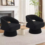 Fauteuil pivotant - Fauteuil moderne rembourré avec dossier rayé et rembourrage moelleux, chaise longue ronde pour salon, chambre à coucher (1 pièce)