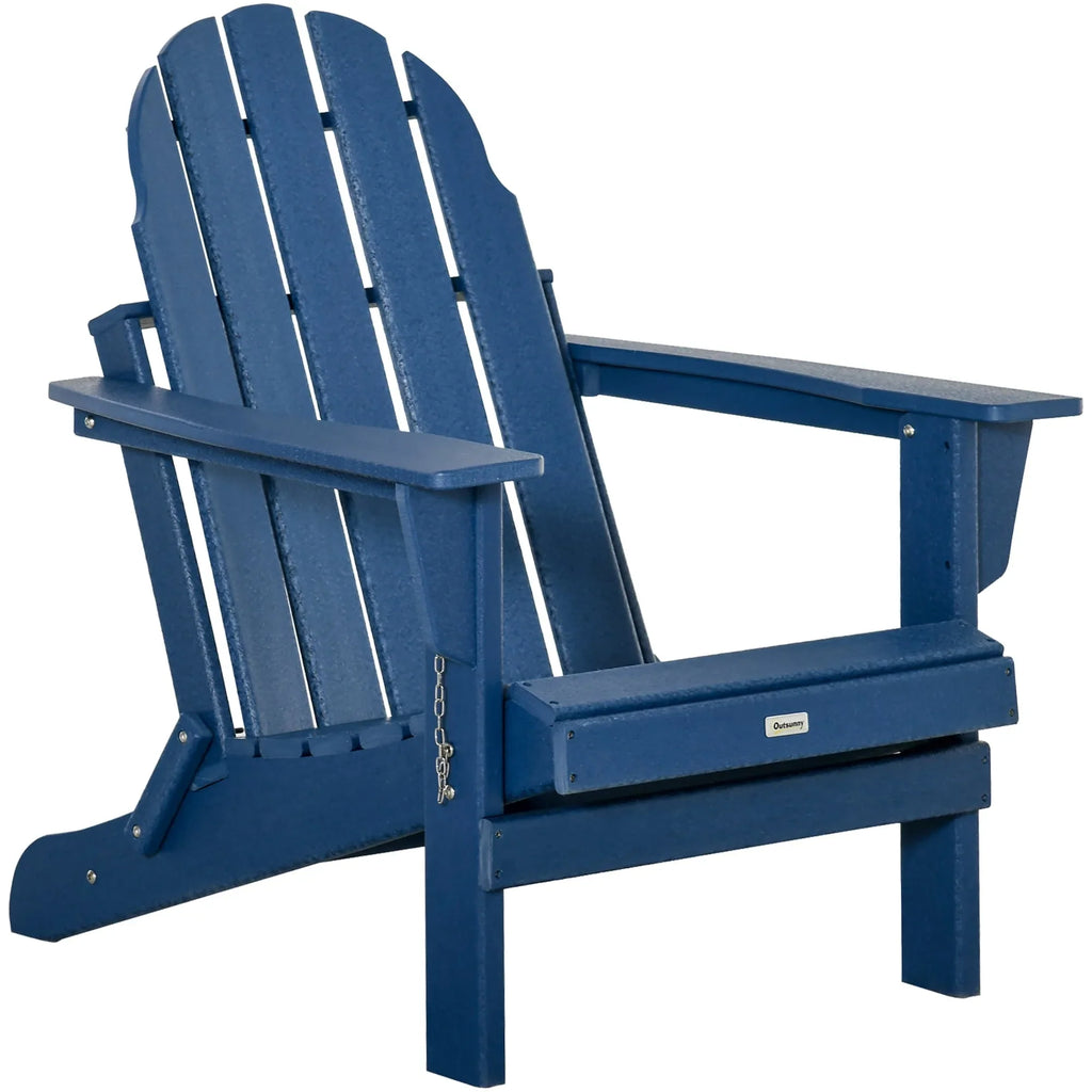 Chaise Outsunny Adirondack Pliante, Chaises de Plage Longues en Plastique HDPE Tout Temps pour Patio, Terrasse et Mobilier de Jardin