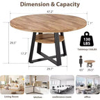 Table à manger ronde pour 4-6 personnes, table de cuisine de ferme de 42 pouces avec rangement, tables à dîner circulaires pour la cuisine, la salle à manger, le salon, la salle de réunion