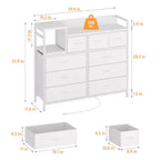 COZONY Commode de rangement à 9 tiroirs de 86,4 cm de haut et meuble TV, Tour de rangement en tissu, Rangement à cadre en acier robuste pour le salon, utilisation dans les petits espaces