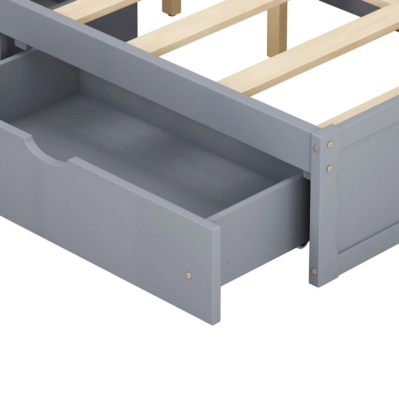 Cadre de lit avec 4 tiroirs de rangement portables sous le lit