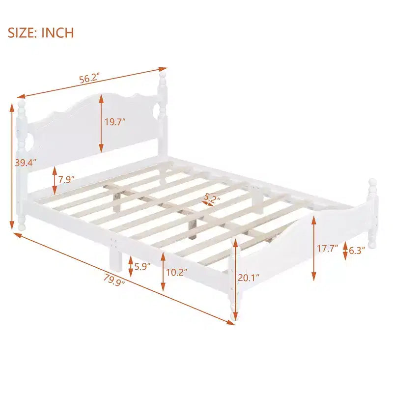 Cadre de lit plateforme en bois Queen Size Whisen, lit plateforme avec support à lattes en bois