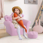 Ensemble canapé Qaba pour enfants, canapé rembourré avec pouf, canapé princesse avec décoration en diamant, fauteuil canapé pour bébés, filles, rose