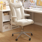 Chaise de bureau pivotante réglable en tissu blanc moderne