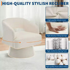 Fauteuil pivotant - Fauteuil moderne rembourré avec dossier rayé et rembourrage moelleux, chaise longue ronde pour salon, chambre à coucher (1 pièce)