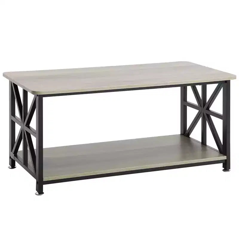 Table basse de ferme VEVOR 40, table basse rectangulaire avec compartiment de rangement ouvert, table basse rustique en bois, marron et noir