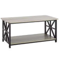 Table basse de ferme VEVOR 40, table basse rectangulaire avec compartiment de rangement ouvert, table basse rustique en bois, marron et noir