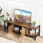 Meuble TV marron rustique de 65 pouces, meuble de style rustique avec rangement pour téléviseurs jusqu'à 75 pouces, idéal pour le salon