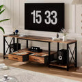 Meuble TV avec tiroirs en tissu et prises de courant, meuble TV avec étagères ouvertes pour téléviseurs de 75/70/65 pouces, convient pour le salon et la chambre à coucher