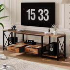 Meuble TV avec tiroirs en tissu et prises de courant, meuble TV avec étagères ouvertes pour téléviseurs de 75/70/65 pouces, convient pour le salon et la chambre à coucher