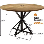 Table de salle à manger ronde de 120 cm pour 4 personnes, tables de cuisine en bois avec pied en métal et plateau en 4 parties, peu encombrante, table de dîner circulaire pour la maison