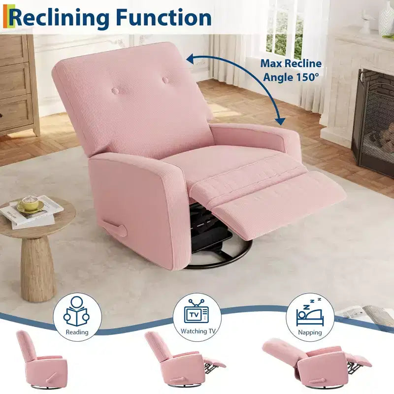 Fauteuil inclinable moderne 3 en 1 pivotant et à bascule, fauteuil à bascule à 360° avec dossier et repose-pieds réglables, fauteuil rembourré pour chambre de bébé, salon, chambre à coucher
