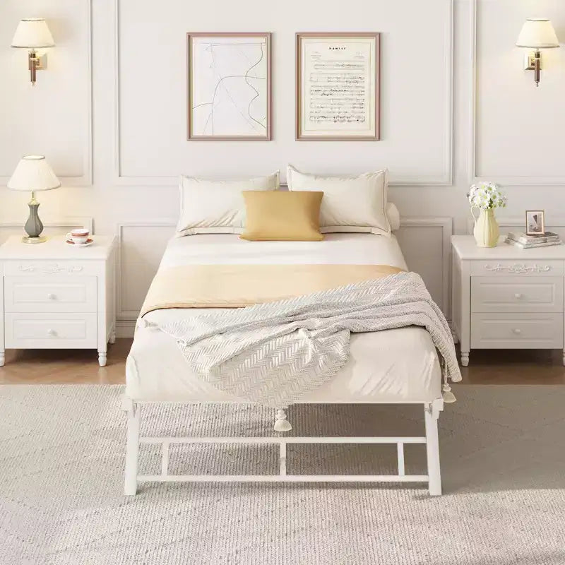 Lit gigogne double avec roulettes verrouillables - Cadre de lit pliant en métal escamotable pour chambre à coucher, chambre d'amis et salon