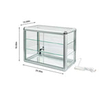 Vitrine en verre trempé avec porte coulissante en verre et serrure, cadre en aluminium standard, vitrine avec porte coulissante en verre, serrure et LED