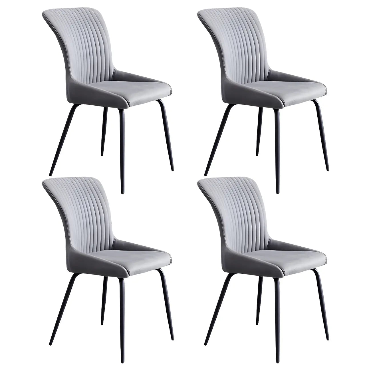 Chaises de salle à manger sans accoudoirs gris foncé industrielles