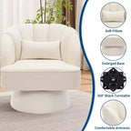Fauteuil pivotant GustoWave avec accoudoirs, fauteuil rond en velours pivotant à 360° de style Mid-Century, fauteuil moderne pour salon