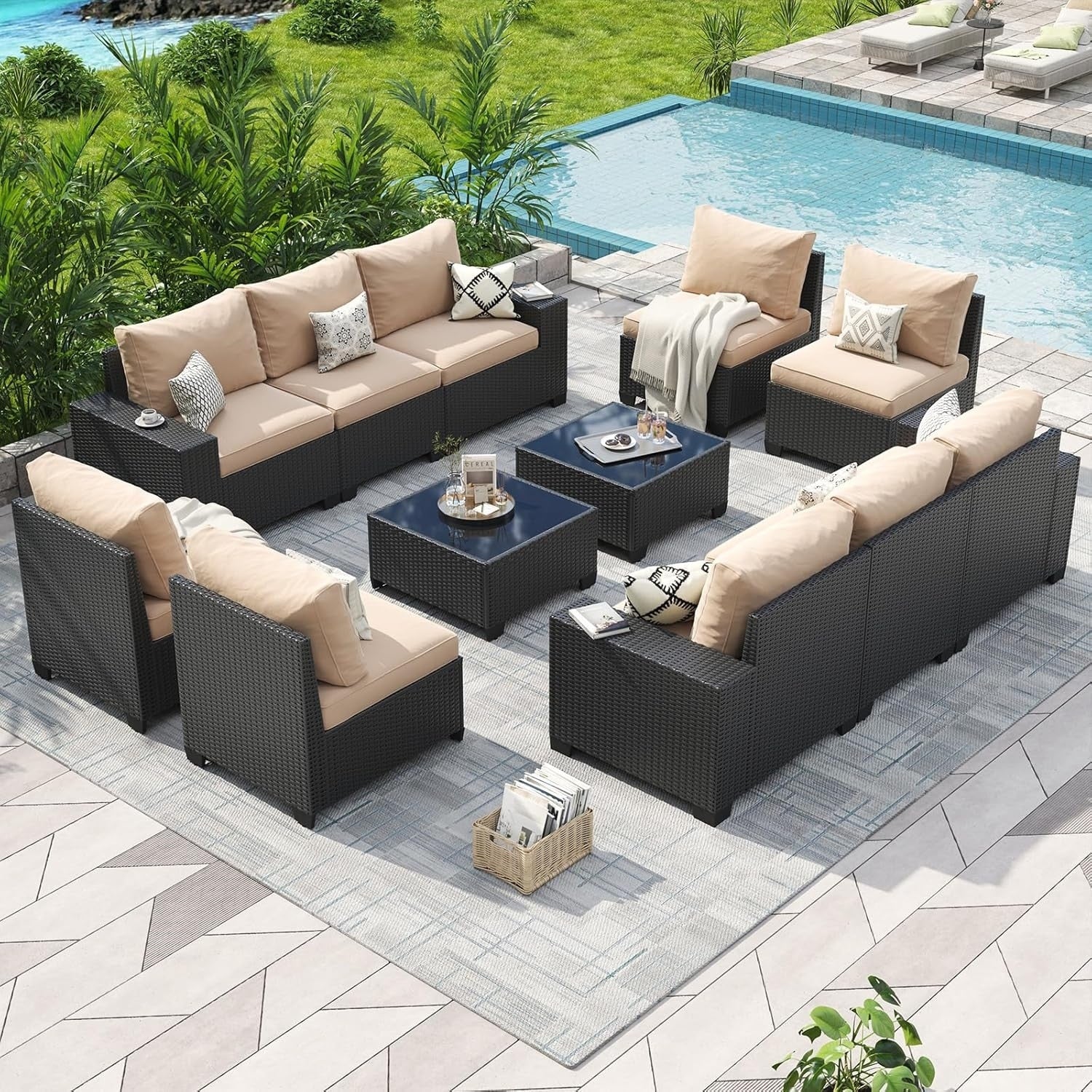 Salons de jardin avec coussins de 10 cm d'épaisseur