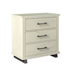 Festivo Ensemble Contemporain 3 pièces Commode 5 tiroirs 24 et Table de Chevet 3 tiroirs Blanc cassé Scié : MDF, Pieds en Métal, Anti-basculement