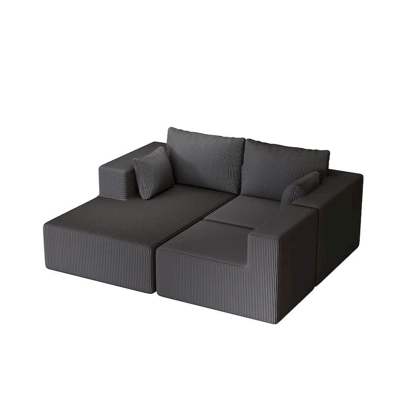 Canapé modulaire d'angle en velours côtelé 108.3 avec méridienne