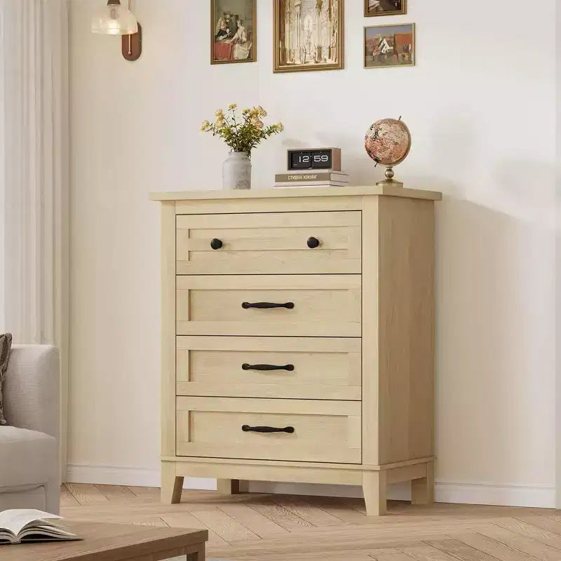 Commode pour chambre à coucher avec 4 tiroirs Meuble de rangement en bois pour placard Organisateur de rangement pour couloir, salon et bureau