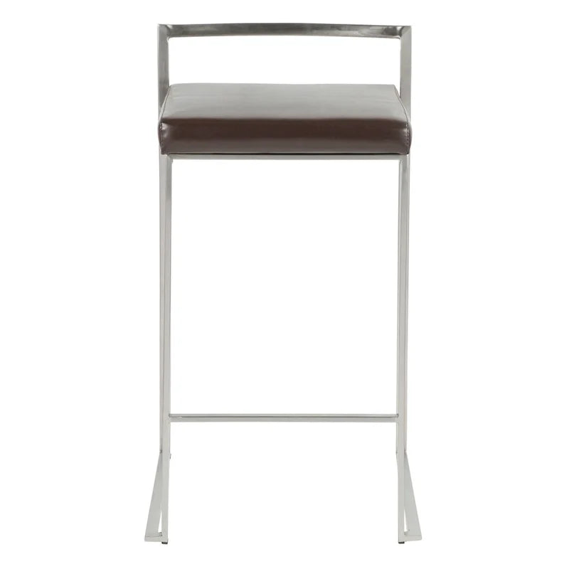 Tabouret de comptoir Silver Orchid Forrest en acier inoxydable empilable et entièrement soudé (lot de 2)