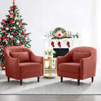 28,34 W Lot de 2 fauteuils d'appoint, fauteuil barillet en velours avec pieds en bois massif