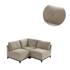 Ensemble canapé d'angle modulable et fauteuil sans accoudoirs 3 pièces en tissu chenille