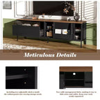 Meuble TV moderne pour téléviseurs jusqu'à 75 pouces, meuble de divertissement en bois de 180 cm avec rangement et porte coulissante, table console multimédia pour salon et chambre