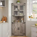 Meuble d'angle de ferme Whizmax, Armoire de rangement d'angle haute avec porte vitrée et étagères réglables, Meuble de salle de bain pour salon, salle de bain
