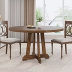 Table à manger ronde pour 4 personnes, table de cuisine en bois de 119 cm avec pieds à tenons, table circulaire, table de salle à manger, cuisine