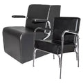 PureSana Chromium Ella Fauteuil de coiffure inclinable en vinyle, Fauteuil de séchoir professionnel Anastasia en vinyle, Noir