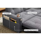Canapé-lit causeuse Queen size 73" avec lit gigogne, poches et USB, petit canapé convertible moderne 2 places pour salon, gris