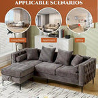 Canapé sectionnel convertible moderne en forme de L en chenille capitonnée