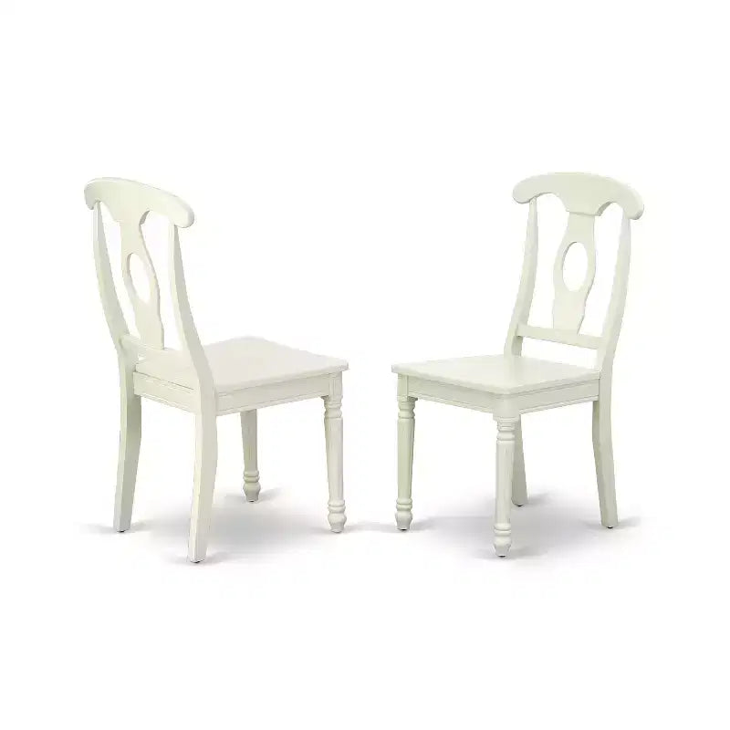 HomeStock Belmont Ensemble Table Ronde 36 pouces et 2 Chaises à Dossier, Blanc Lin
