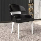 LeisureMod Ethos Chaises de Salle à Manger Modernes (Lot de 2) Sièges en Cuir avec Dossier Courbé et Pieds en Fer Noir, Places Assises pour Cuisine, Salle à Manger, Café