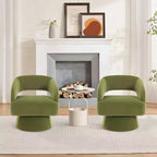 Fauteuil pivotant - Fauteuil moderne rembourré avec dossier rayé et rembourrage moelleux, chaise longue ronde pour salon, chambre à coucher (1 pièce)